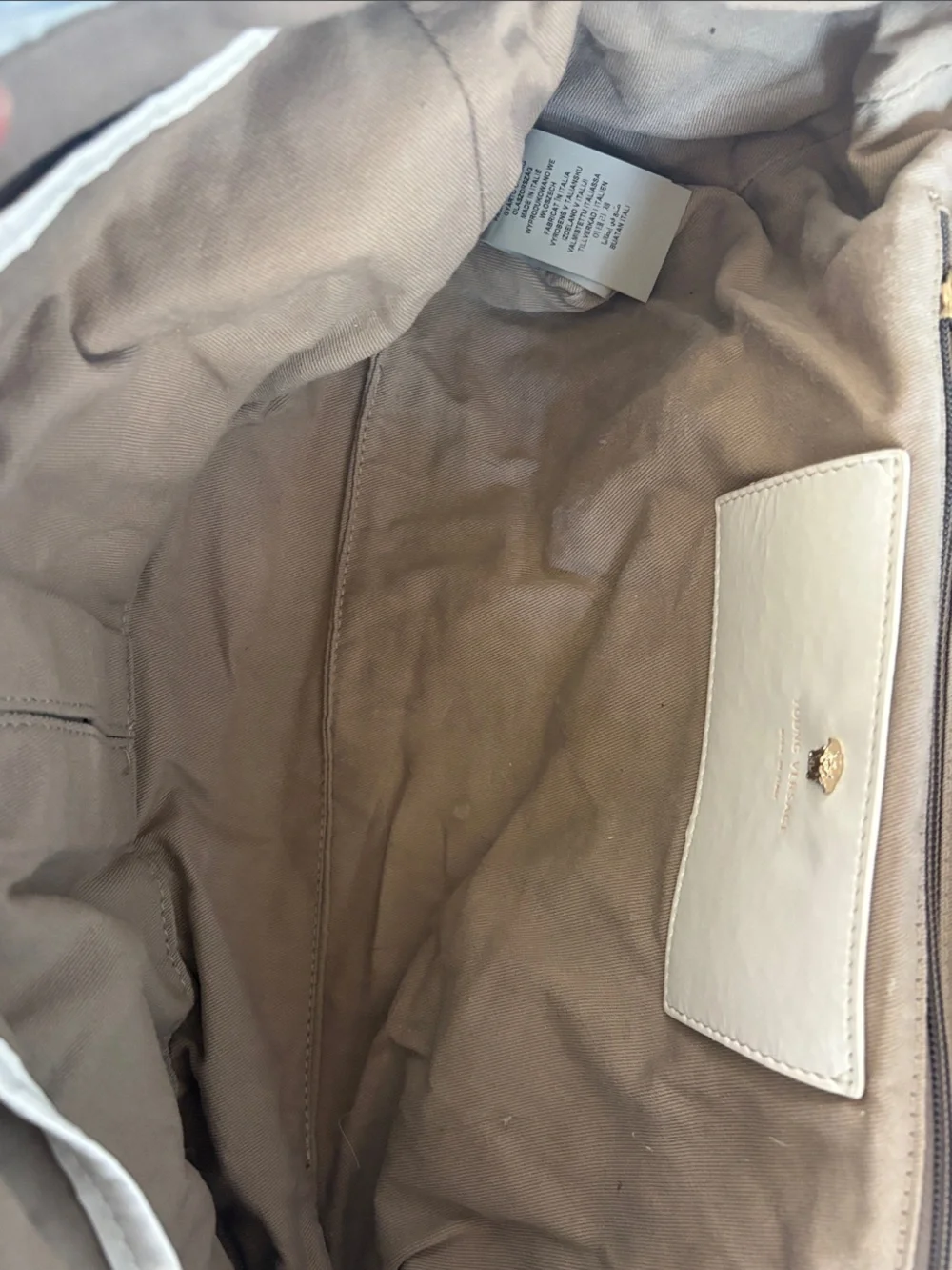 Versace White and Light Blue Barocco Print Baby Bag